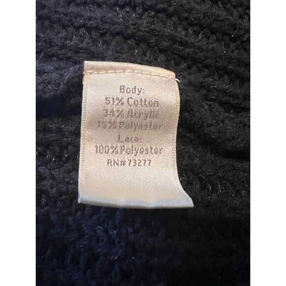 Lauren Conrad Black Crochet Sleeve Snap Front Cardigan Sweater Womens Large - Picture 10 of 12